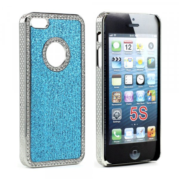 Wholesale iPhone 5 5S  Glitter Diamond Chrome Case (Blue)